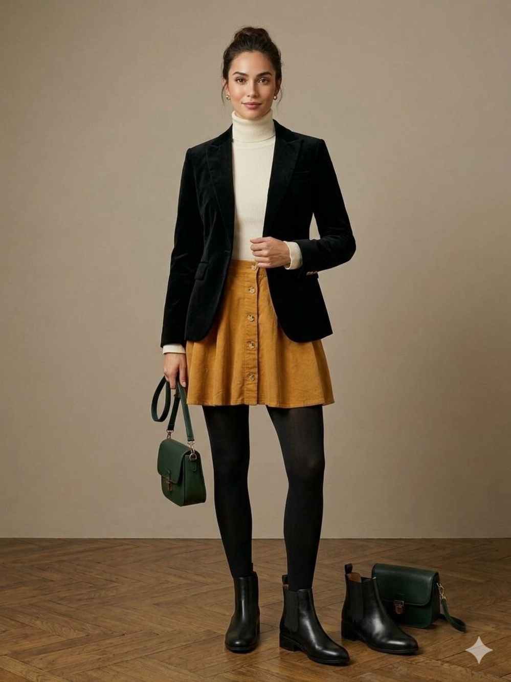 Mustard Flowy Mini Skirt